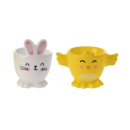 2x Easter egg holders haze and chicken 7 cm