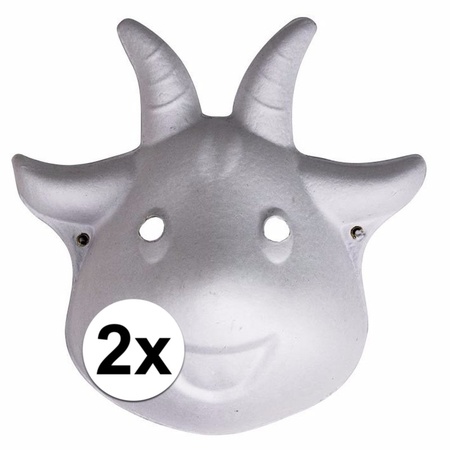 2x Papier mache geiten maskers 22 cm