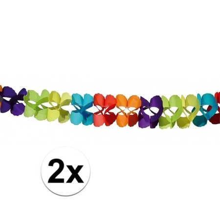 2x Colored paper garlands 6 meters