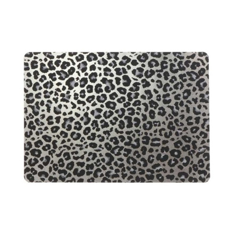 2x Placemats silver leopard print 30 x 45 cm