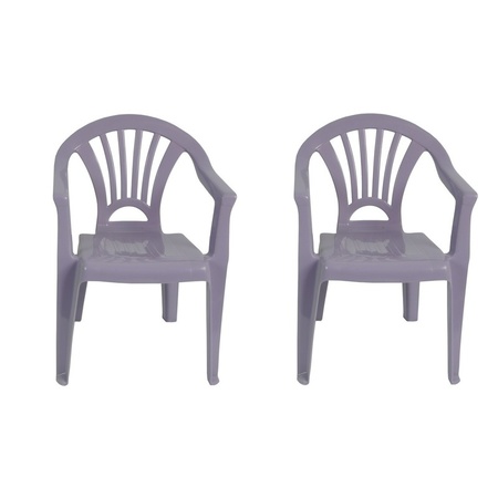 2x Plastic purple chairs for children 37 x 31 x 51 cm