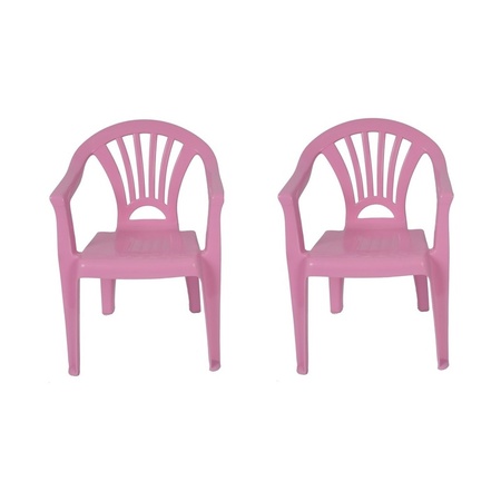 2x Plastic pink chairs for children 37 x 31 x 51 cm