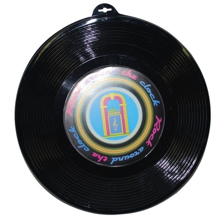2x Plastic LP grammofoonplaat wanddecoratie 48 cm