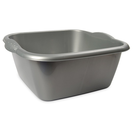 2x Rectangular dish wash bins/buckets silver 10 liters 37 x 16 cm