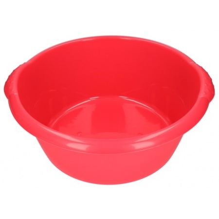 2x Rode afwasbak / afwasteiltje rond 15 liter