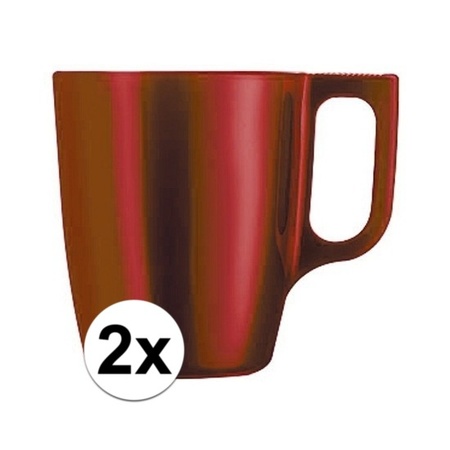 2x Red coffee cups/mugs 250 ml