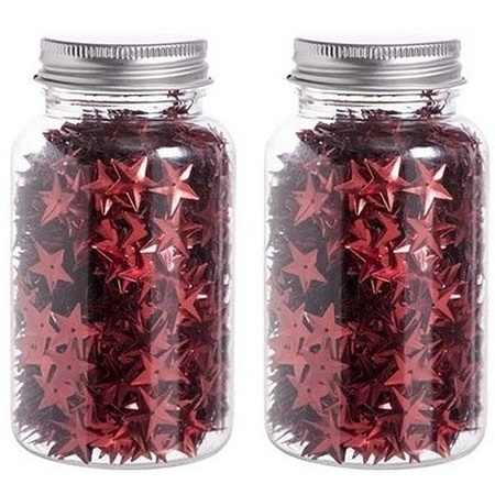 2x Rode sterren confetti in flesjes