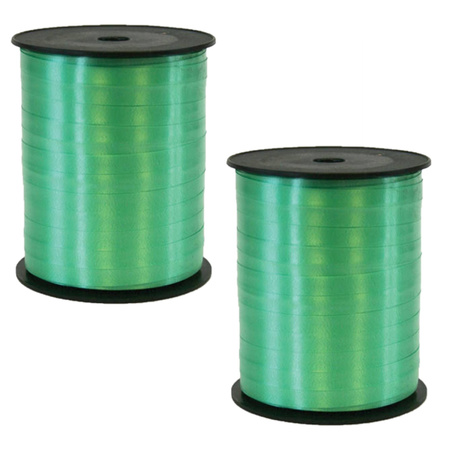 2x rollen cadeaulint/sierlint in de kleur groen 5 mm x 500 meter