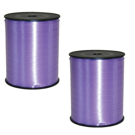 2x rollen cadeaulint/sierlint in de kleur lavendel paars 5 mm x 500 meter