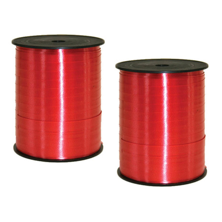 2x rollen cadeaulint/sierlint in de kleur rood 5 mm x 500 meter
