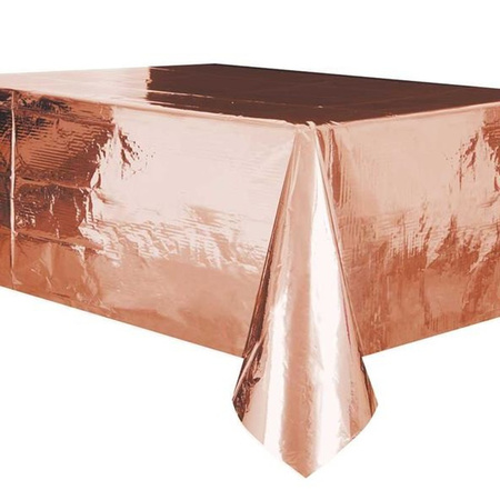 2x Tablecloths rose gold 137 x 274 foil
