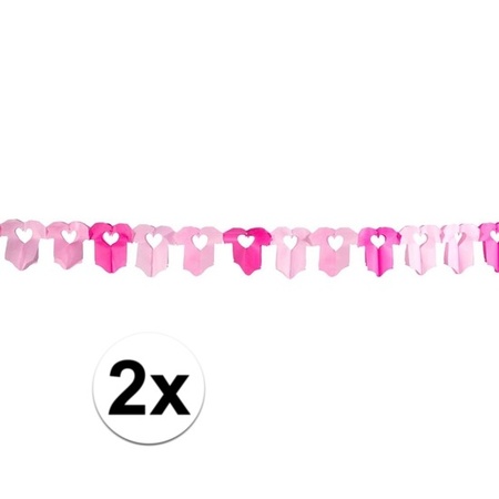 2x Roze baby slinger met rompertjes
