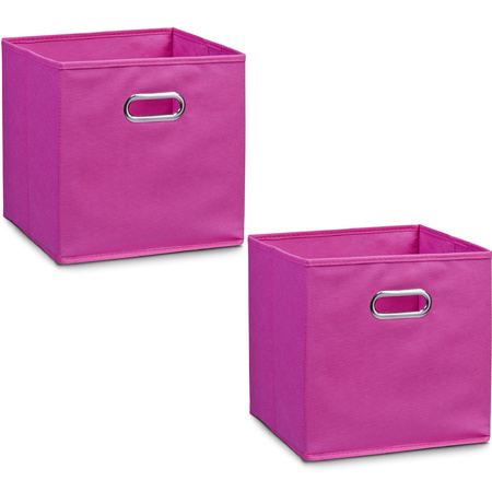 2x Pink storagebaskets/boxes 28 x 28 cm