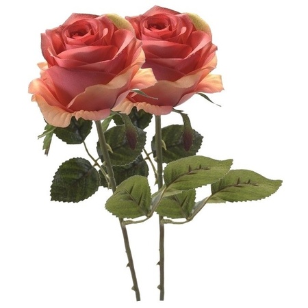 2x Roze roos kunstbloem Simone 45 cm 