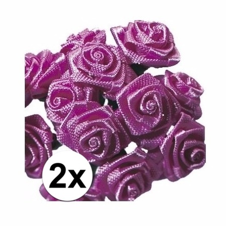 2x Roze roosjes van satijn 12 cm