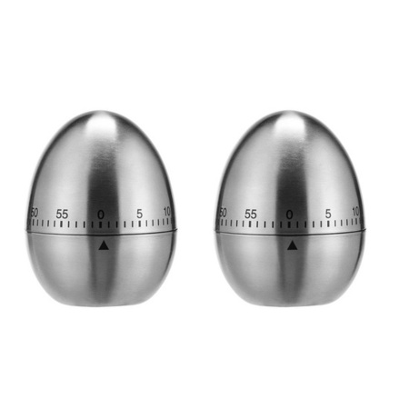 2x RVS kookwekkers / eierwekkers in ei vorm 7,5 cm