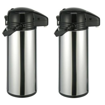 2x pieces stainless steel thermos / insulating jug 1,9 liters