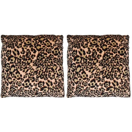 2x Sofa cushions with panther print 45 cm