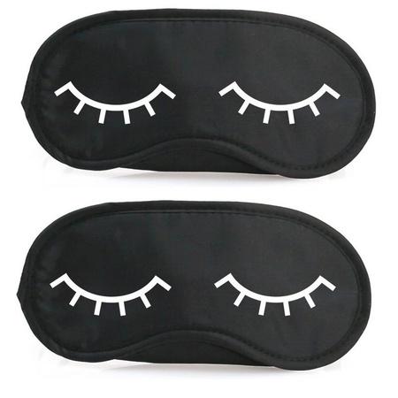 2x Slaapmaskers met slapende oogjes zwart/wit
