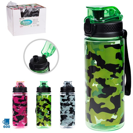 2x Sport Bidon drinkfles/waterfles camouflage print groen 600 ML