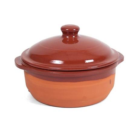 2x Stone casserole/oven dish terracotta with lid Salamanca 20 cm