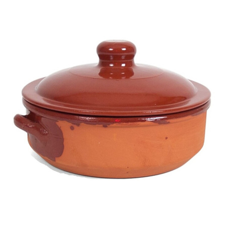 2x Stone casserole/oven dish terracotta with lid Salamanca 24 cm