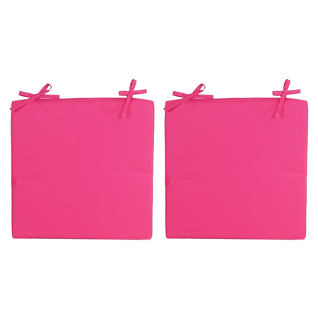 2x Stoelkussens voor binnen en buiten in de kleur fuchsia roze 40 x 40 cm Tuinkussens voor buitensto