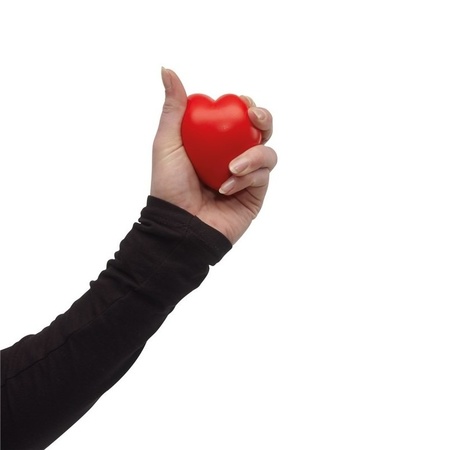 2x Stressballen rood hartjes vorm 8 x 7 cm