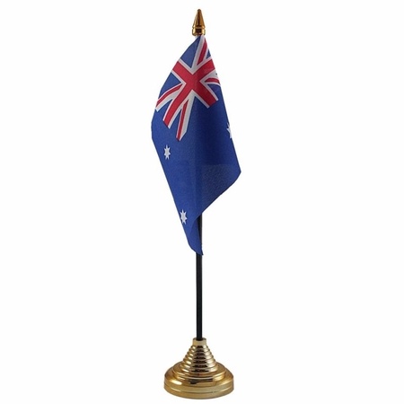 2x stuks australie tafelvlaggetje 10 x 15 cm met standaard