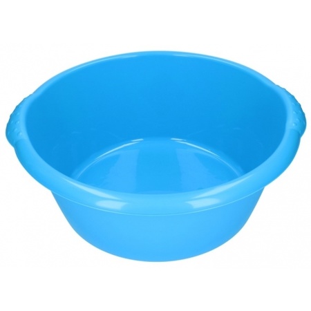 2x stuks blauwe afwasbak / afwasteiltje rond 15 liter