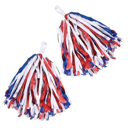 2x cheerleaders Pompoms in Red/White/Blue