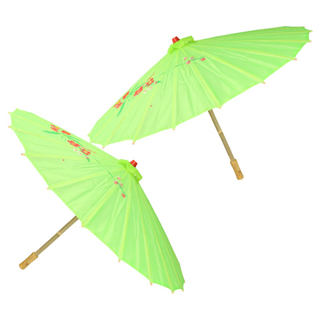 2x stuks chinese deco paraplu groen 50 cm