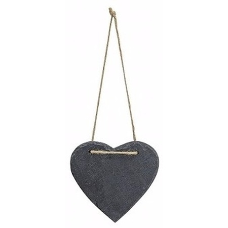 2x pieces decorative heart 12 cm slate