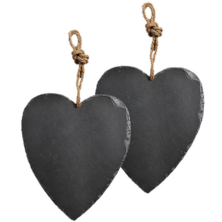 2x pieces decorative hearts 27 cm slate