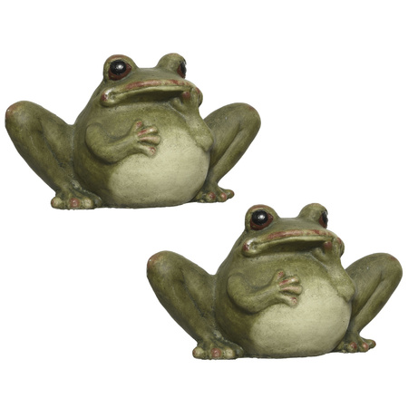 2x pieces garden statue frog green 36 cm