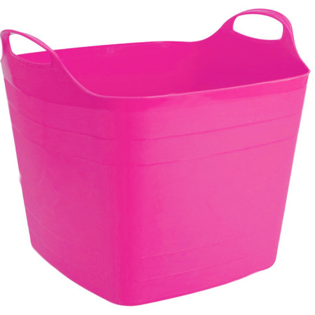 2x stuks flexibele kuip emmer/wasmand vierkant fuchsia roze 40 liter