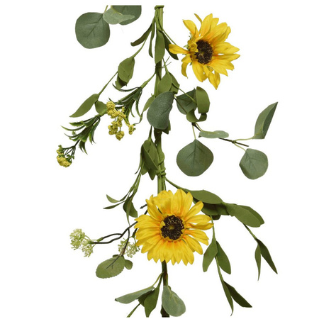 2x stuks gele bloemen kunstplanten slingers/bloemenslingers 150 cm