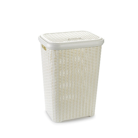 2x pieces large laundry basket 60 liters in ivory white