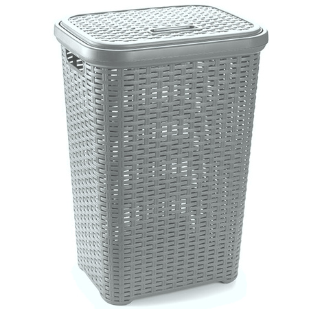 2x pieces large laundry basket 60 liters in lightgrey