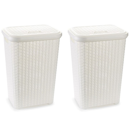 2x pieces large laundry basket 60 liters in white