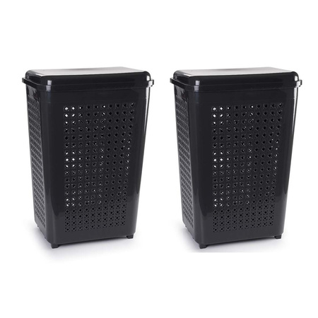 2x pieces large laundry basket 50 liters in dark grey
