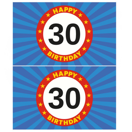 2x stuks happy Birthday 30 jaar versiering vlag 150 x 90 cm