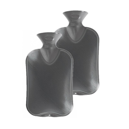 2x pieces warm/hot water bottle grey 2 liters