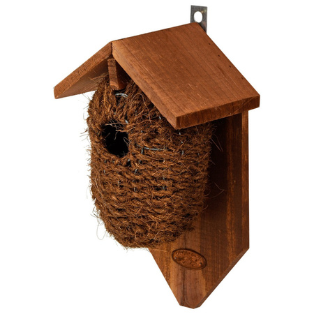 2x pieces woorden nesting bird house with 26 cm