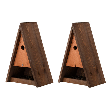 2x Pieces wooden bird houses / nest boxes brown 40 cm