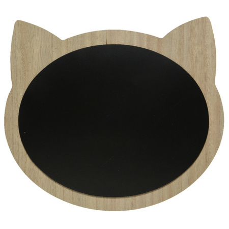 2x stuks katten/poezenkop krijtbord/memobord mdf 40 x 35 cm