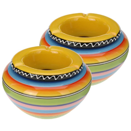 2x pieces colorful ashtray yellow 14 cm