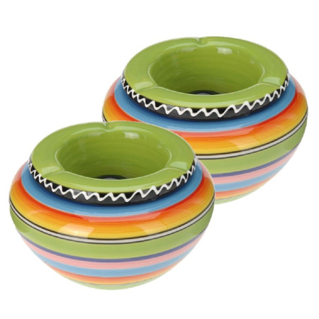 2x pieces colorful ashtray green 14 cm