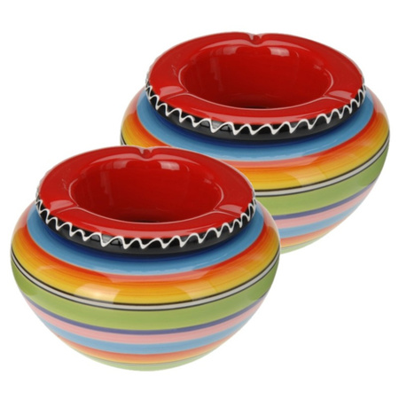 2x pieces colorful ashtray red 14 cm