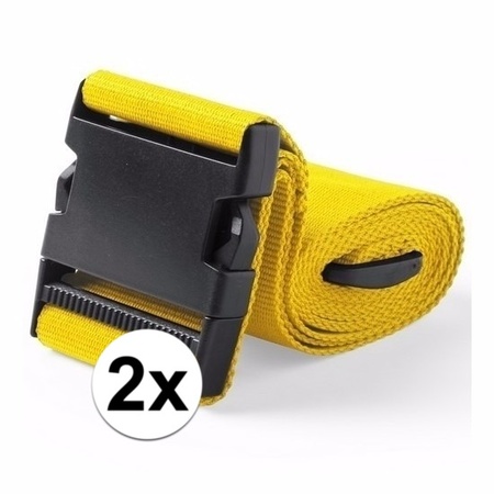 2x Suitcase belts yellow 180 cm